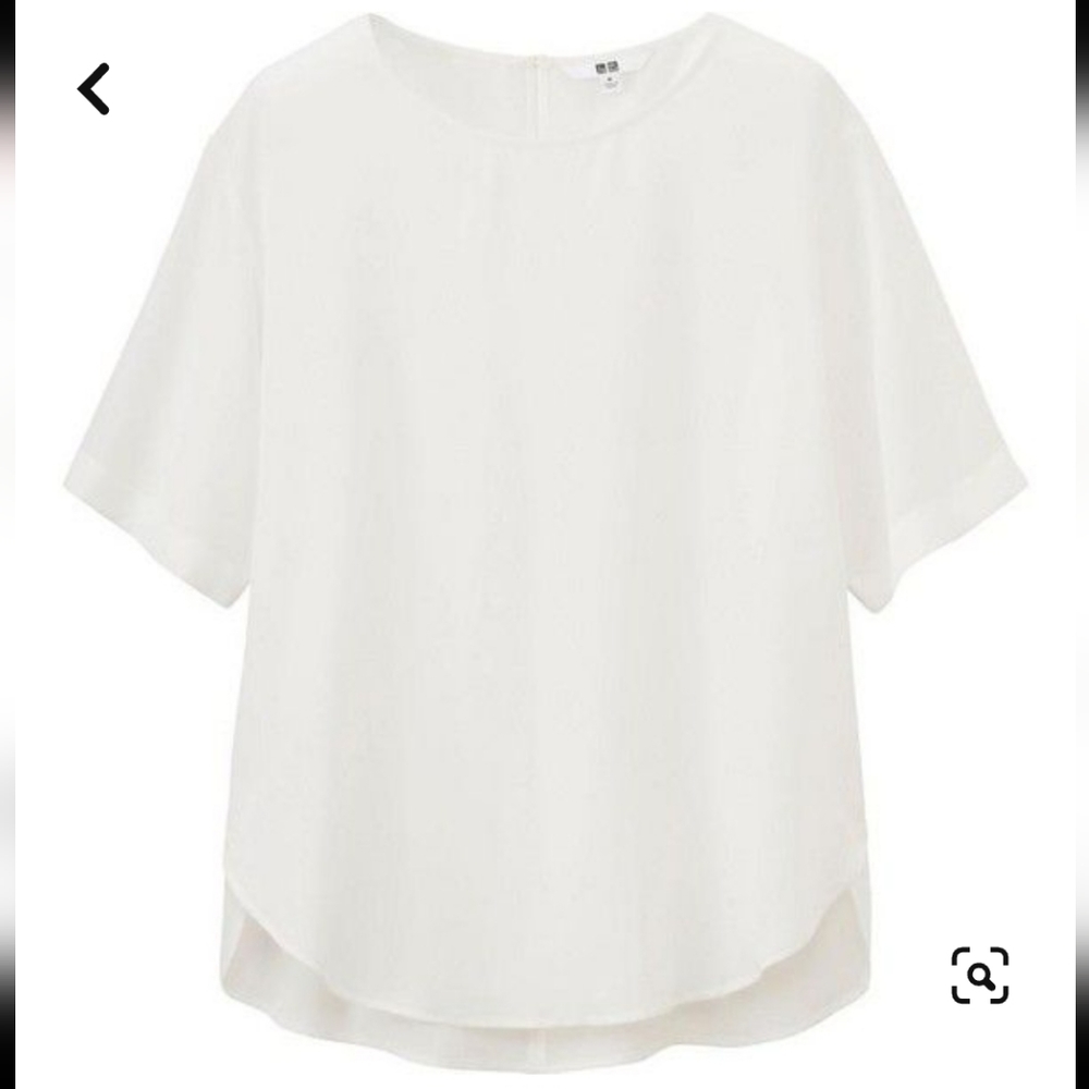 Uniqlo White Drape Baggy Short Sleeve Blouse - Picture 3 of 5